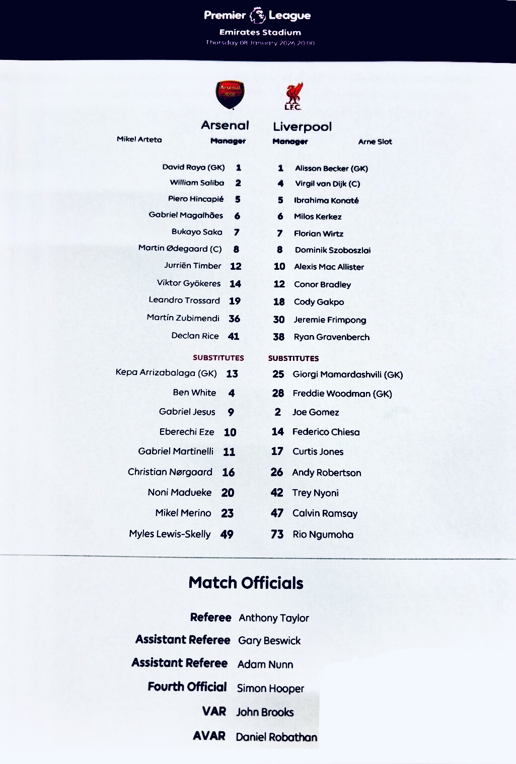 Teamsheet