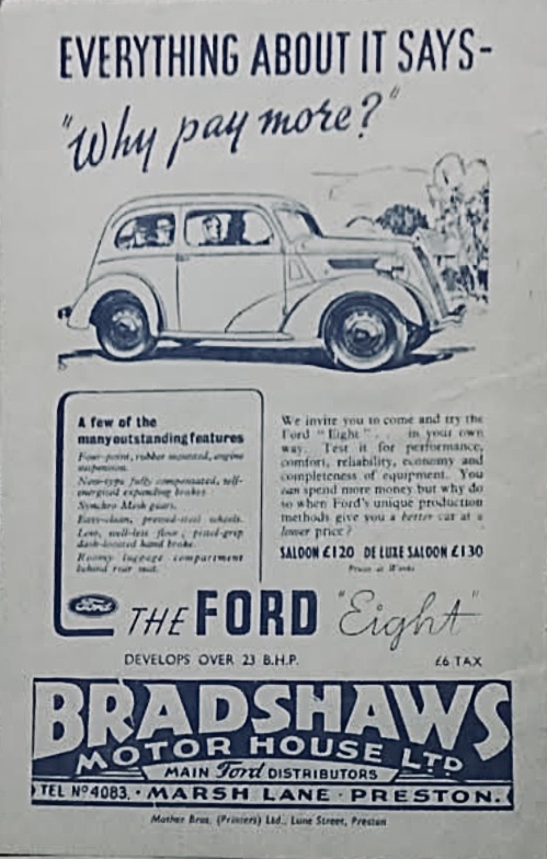 Match programme backcover