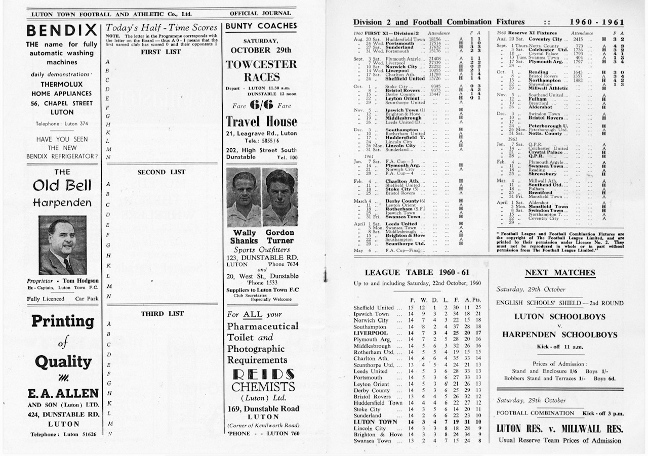 Match programme pages 6 & 7