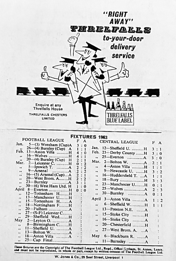 Match programme backcover