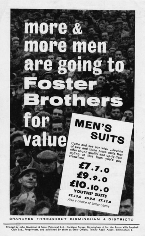 Match programme back cover