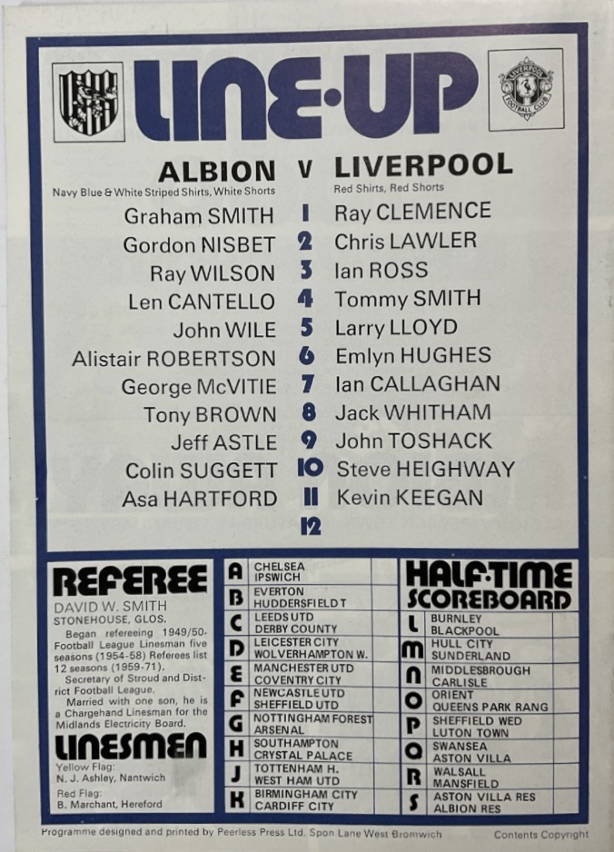 Match programme lineups