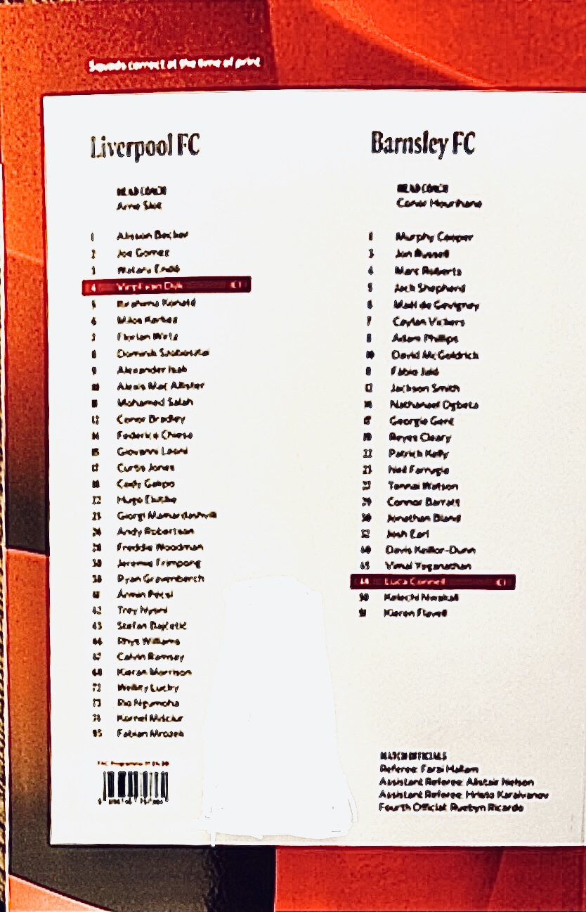 Match programme squadlist